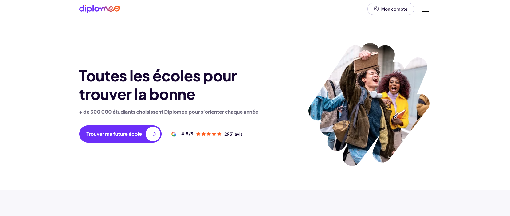 Capture d'écran du site Diplomeo